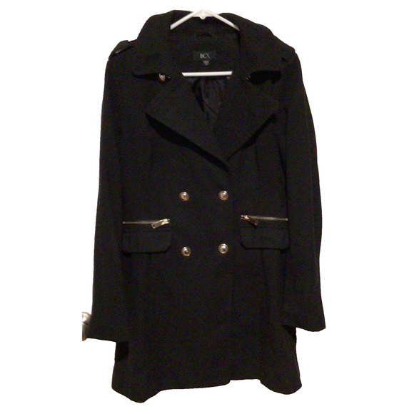 BCX Women’s Black Corduroy Double Breasted Pea Coat Jacket Size Medium - Picture 1 of 5